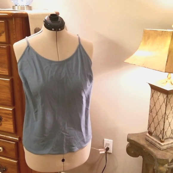 TALBOTS 2 piece blue blouse with sequin accents with a spaghetti strap camisole - Picture 4 of 12